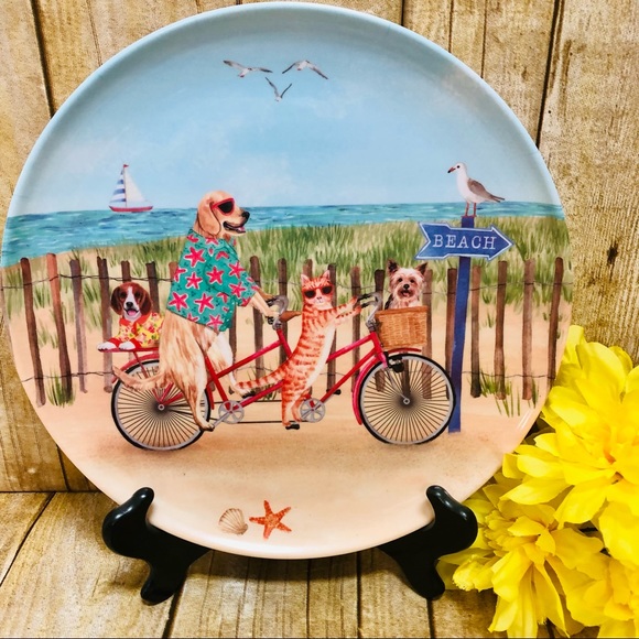 Nantucket Home Other - “Dogs on Bicycle” (Set of 4 Plates)